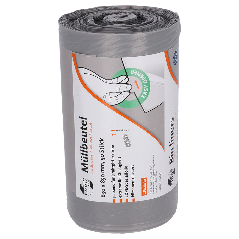 34043_Produktbild_FIRST_PLUS_PCR_Muellbeutel_Rolle_grau_S_oH_WebRGB