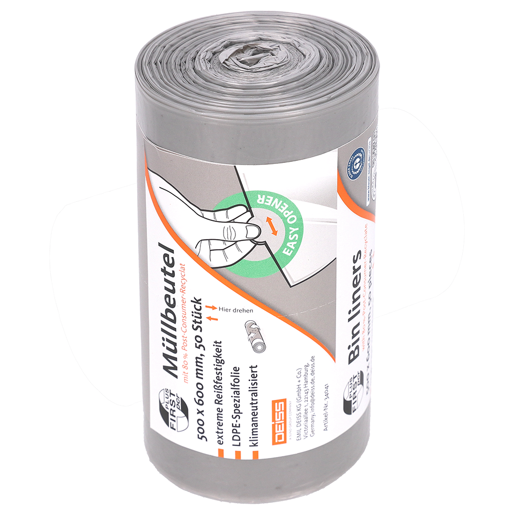34041_Produktbild_FIRST_PLUS_PCR_Muellbeutel_Rolle_grau_S_oH_WebRGB