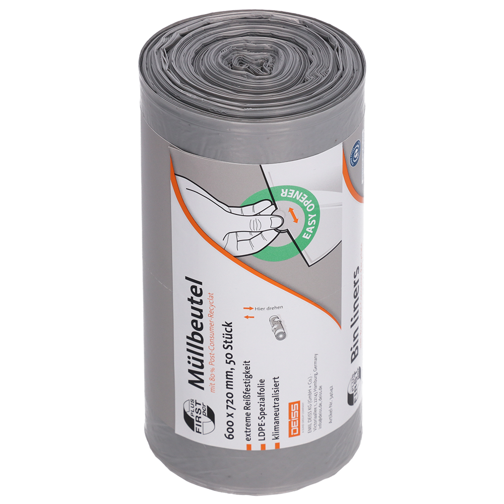 34042_Produktbild_FIRST_PLUS_PCR_Muellbeutel_Rolle_grau_S_oH_WebRGB_