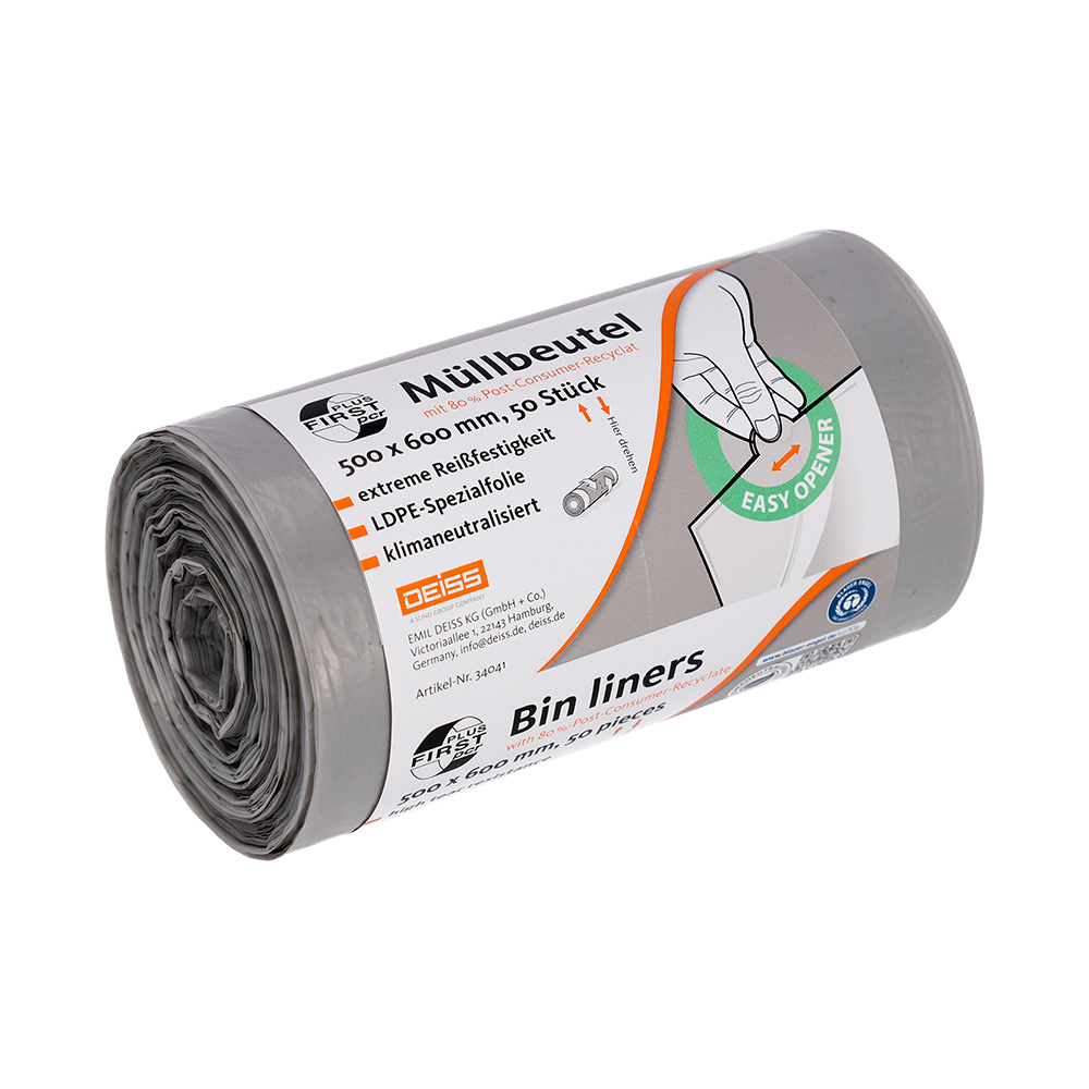 34041_Produktbild_FIRST_PLUS_PCR_Muellbeutel_Rolle_grau_L_oH_WebRGB